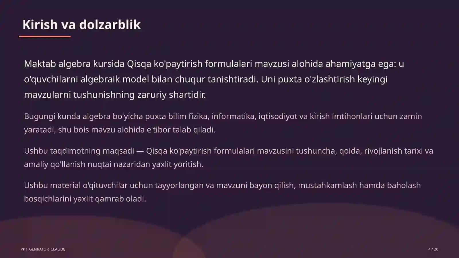 Qisqa ko'paytirish formulalari (7-sinf) 4