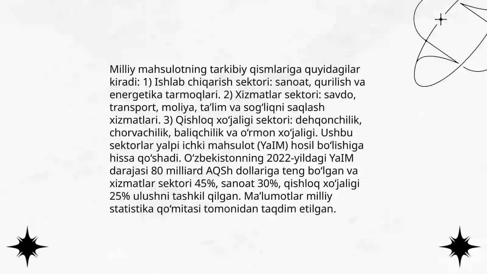 MILLIY MAXSULOTNING MAZMUNI, TARKIBIY QISMLARI VA XARAKAT SHAKLLARI 4
