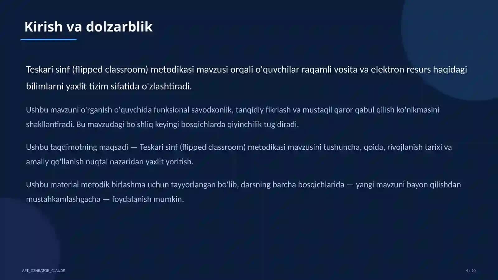 Teskari sinf (flipped classroom) metodikasi 4
