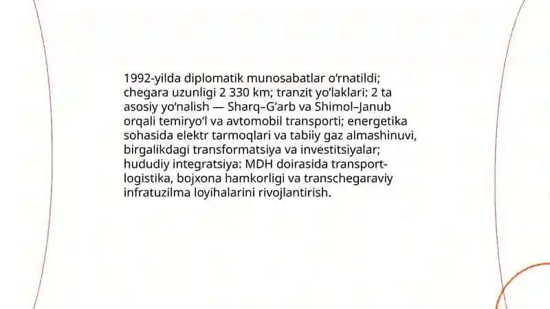 Oʻzbekistonning Mustaqil Davlatlar Hamdoʻstligi davlatlari bilan iqtisodiy-siyosiy aloqalari 4
