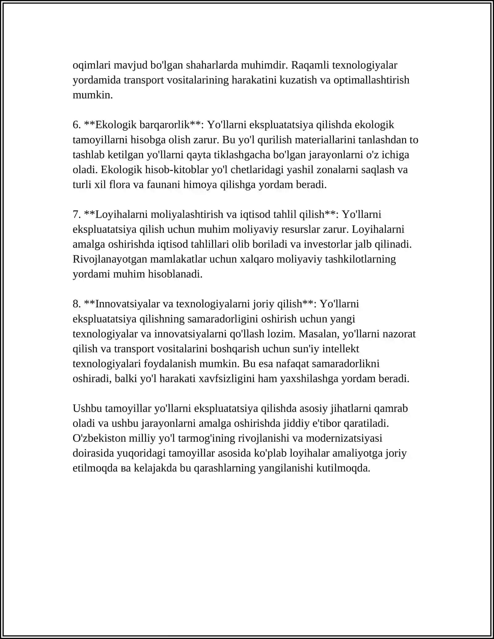 QURUQ-ISSIQ IQLIM SHAROITIDAGI VA SUGʻORILADIGAN HUDUDLARDAGI YOʻLLARNI EKSPLUATATSIYA QILISH 4