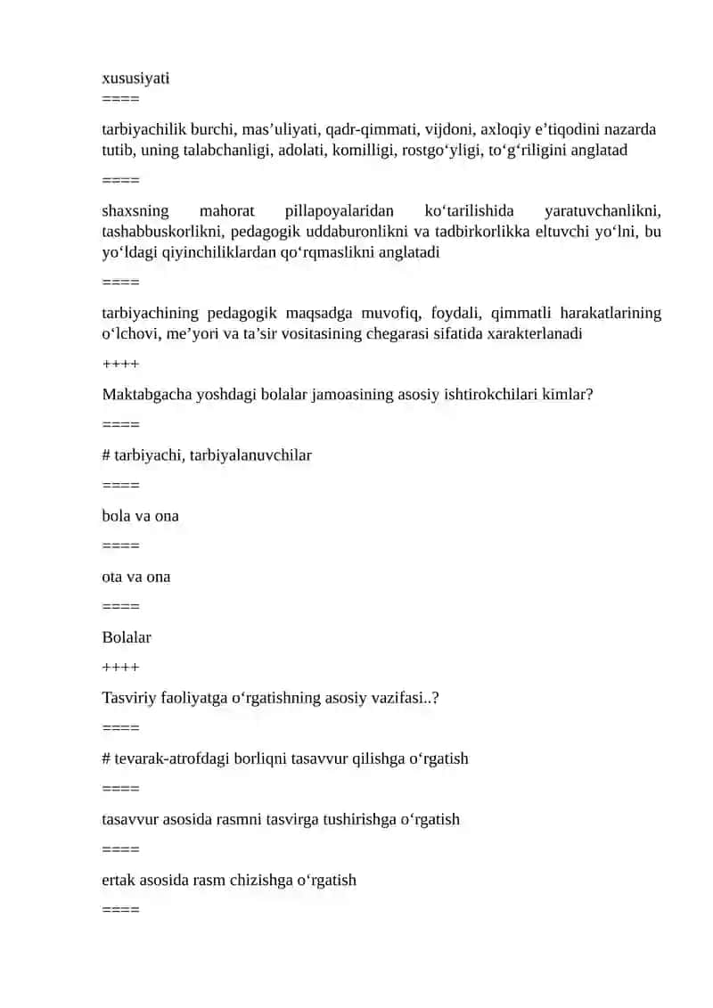 maktabgacha pedagogika testlar 4