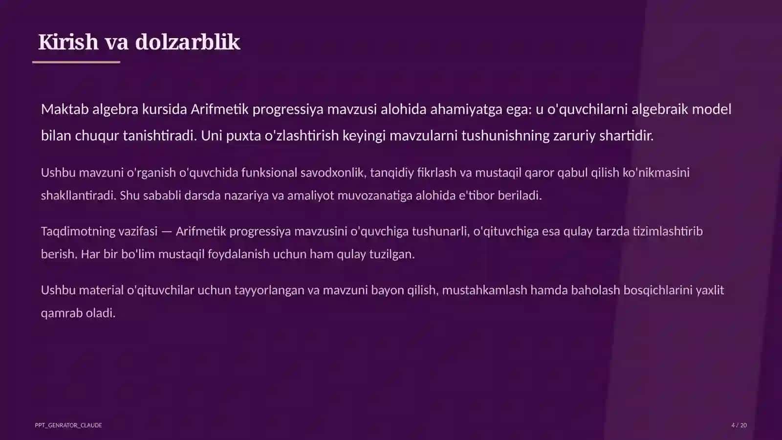 Arifmetik progressiya (9-sinf) 4