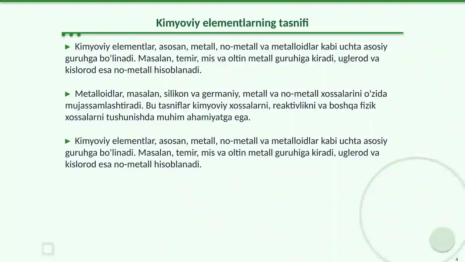 Kimyoviy elementlarning davriy sistemasi 4