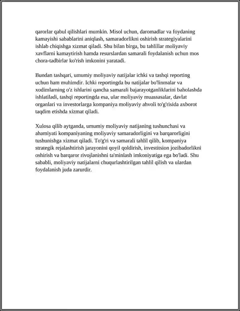 UMUMIY MOLIYAVIY NATIJALAR ULARNING TARKIBI VA TUZILISHINI TAHLILI 4