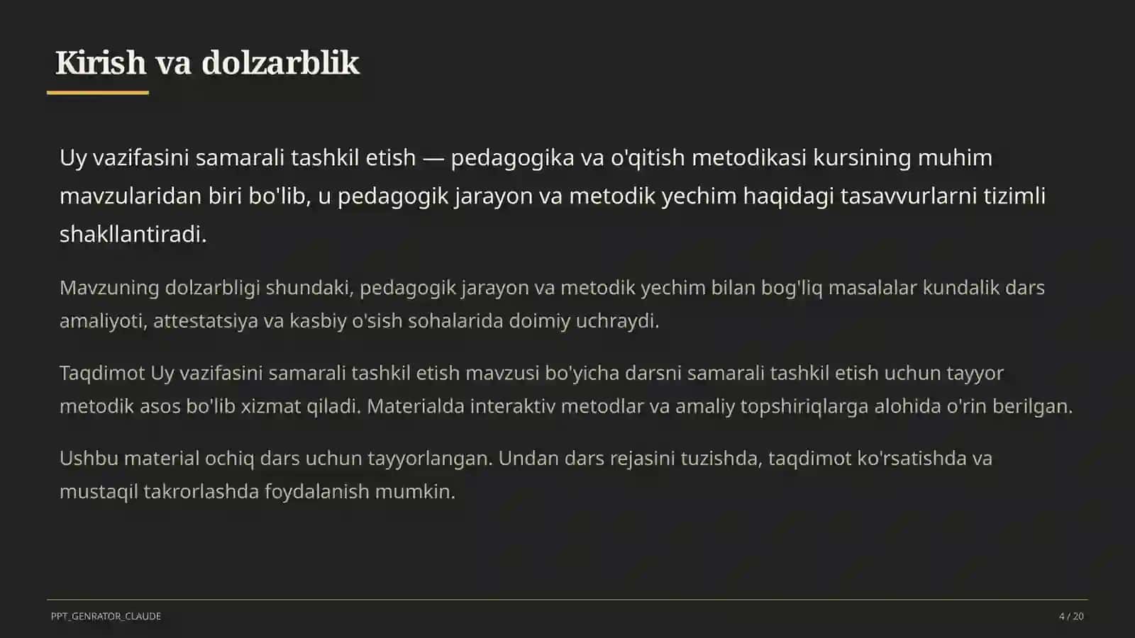Uy vazifasini samarali tashkil etish 4