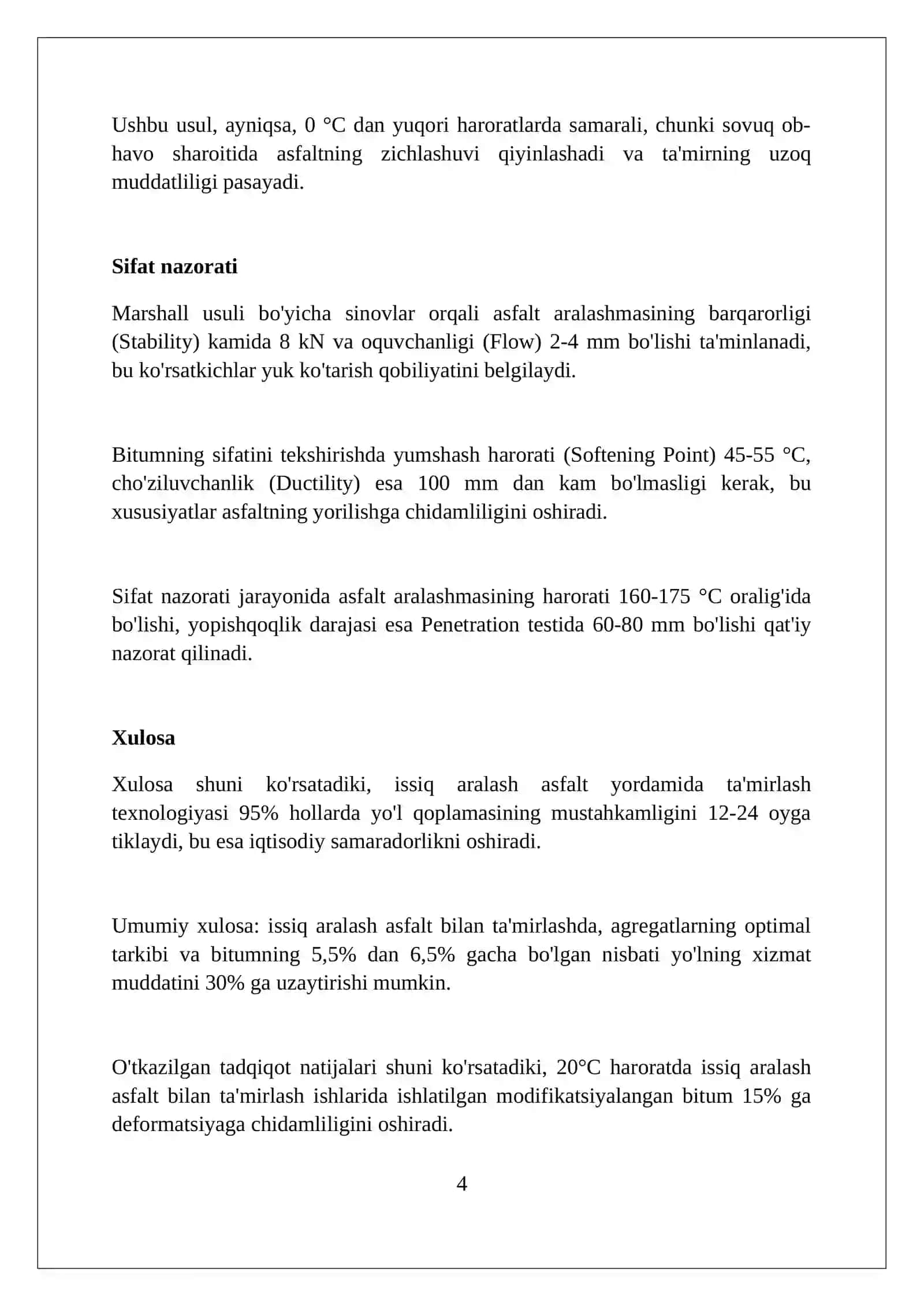 Qoplama issiq aralashmalar yordamida tamirlash texnologiyasi 4