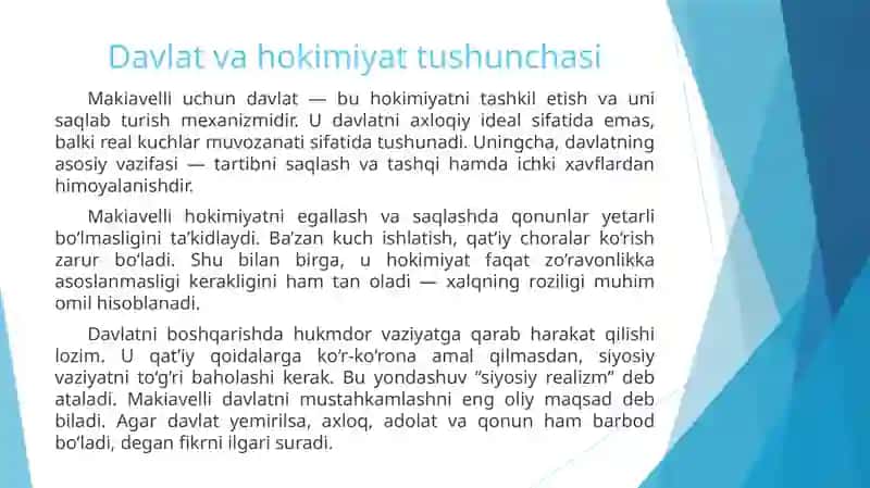 Makiavellining "Xukmdor" asari haqida 4
