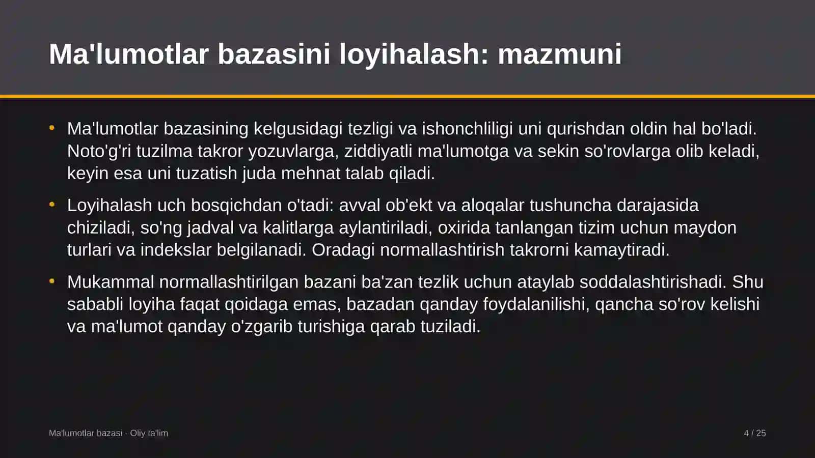 Dehqon bozorlarida ma'lumotlar bazasini loyihalash 4