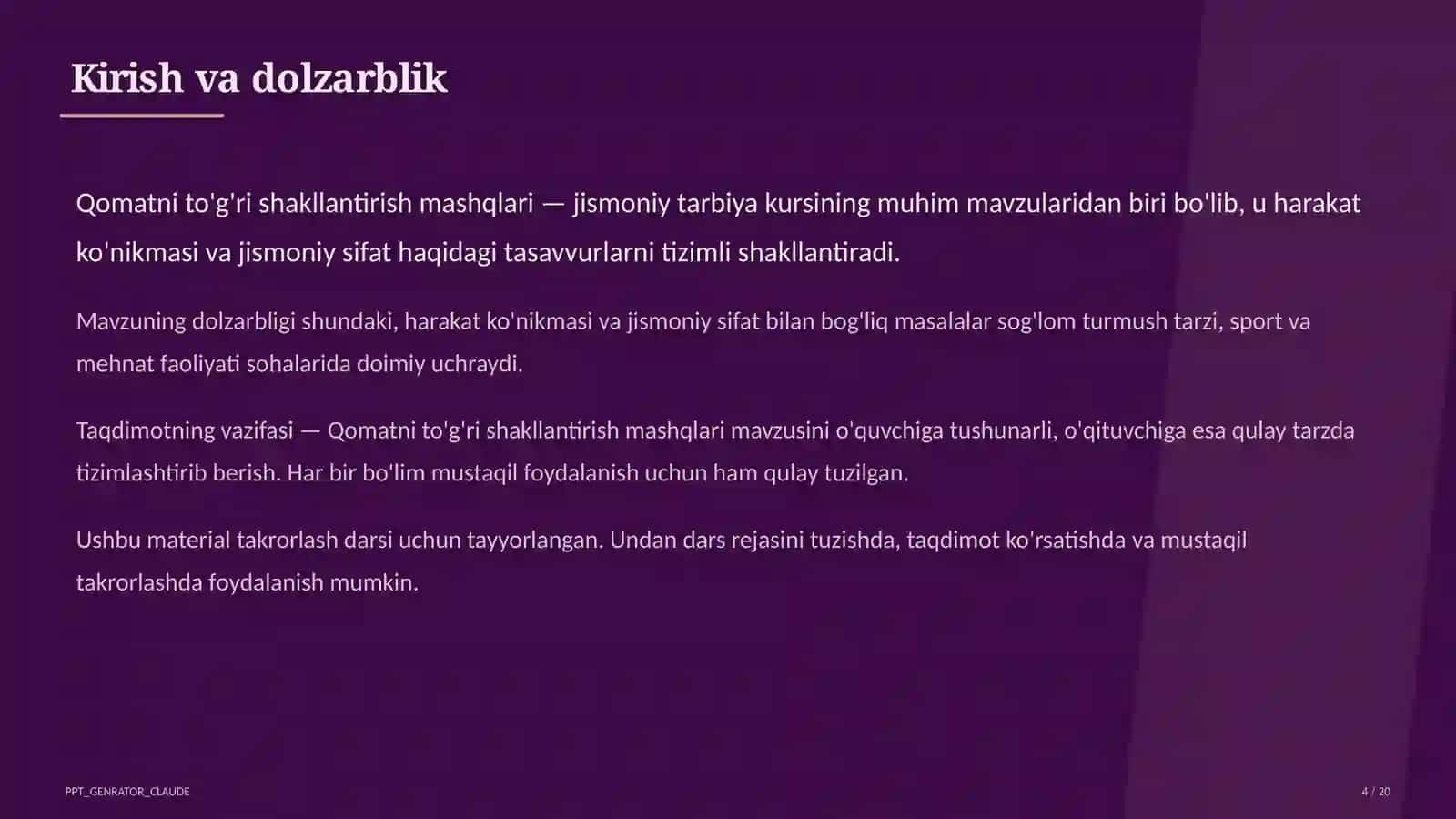 Qomatni to'g'ri shakllantirish mashqlari (2-sinf) 4