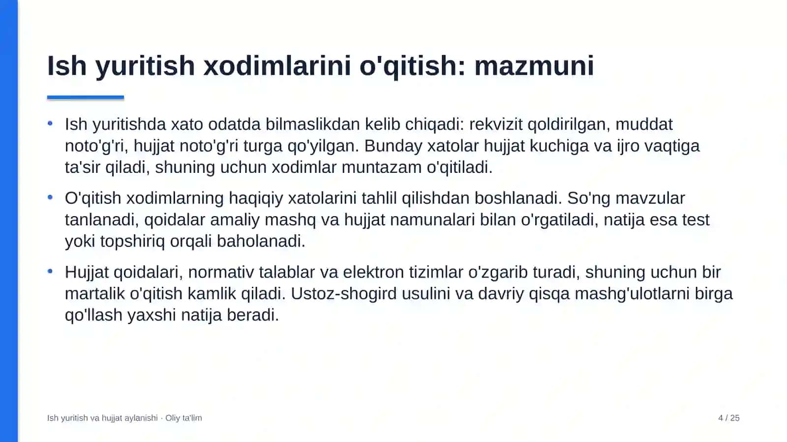 Keytering xizmatida ish yuritish xodimlarini o'qitish 4