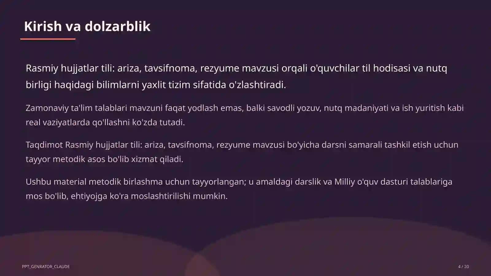 Ona tili (5–11) — metodik birlashma uchun 4