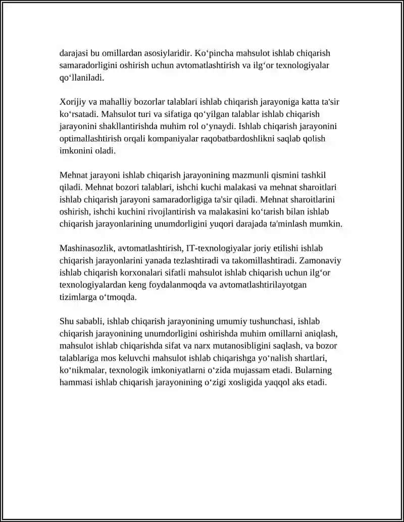 ISHLAB CHIQARISH JARAYONI MAZMUNI.MEHNAT JARAYONI 4