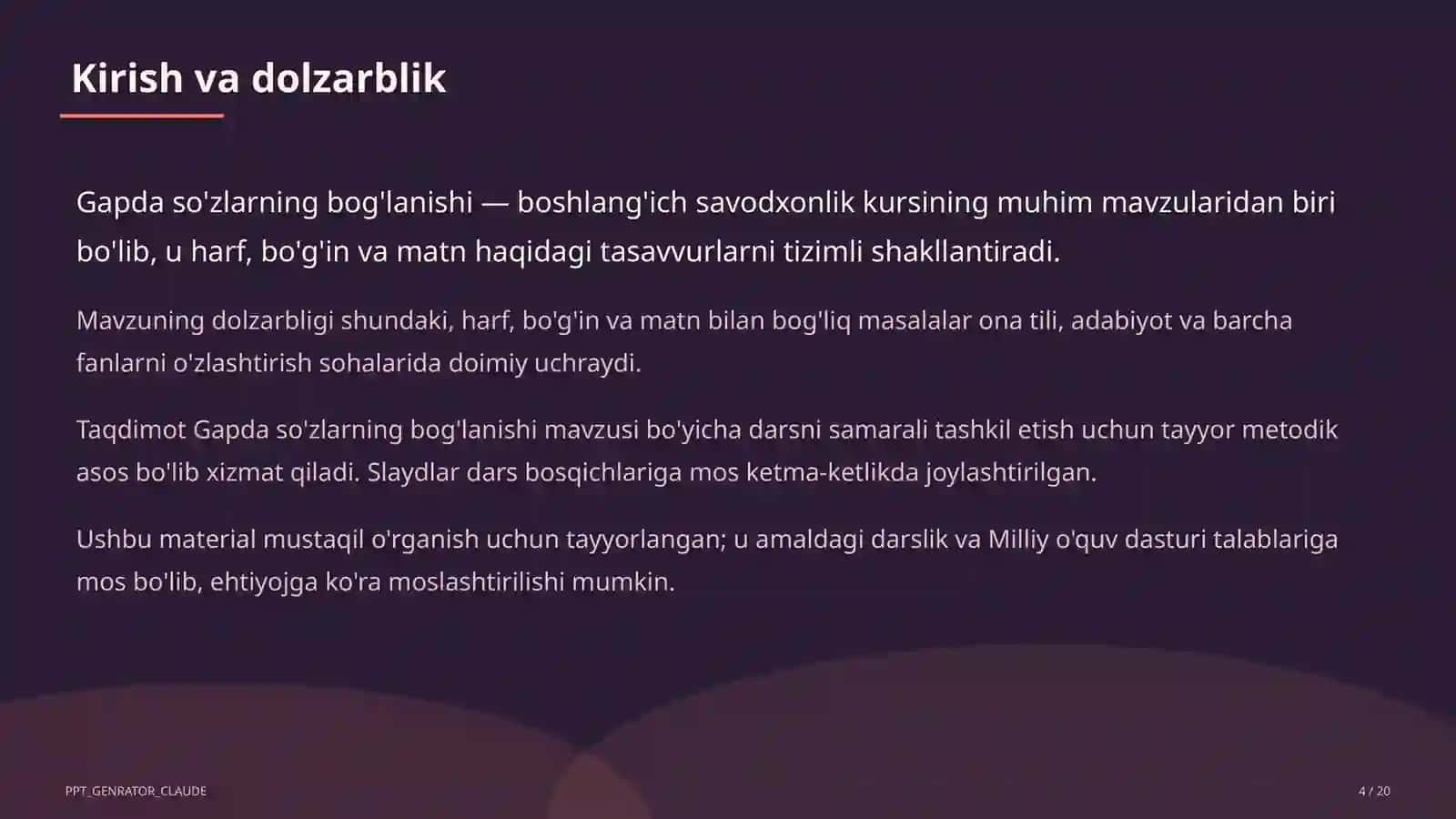Gapda so'zlarning bog'lanishi (2-sinf) 4