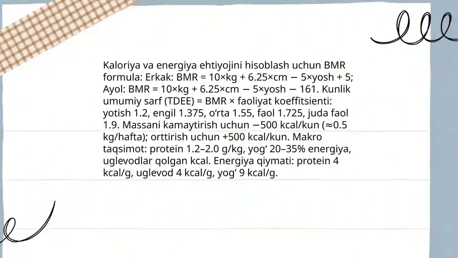 Ovqat ratsionini tuzish 4