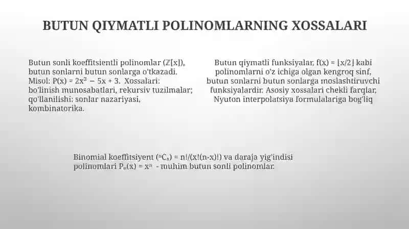 Butunqiymatli funksiyalar 4