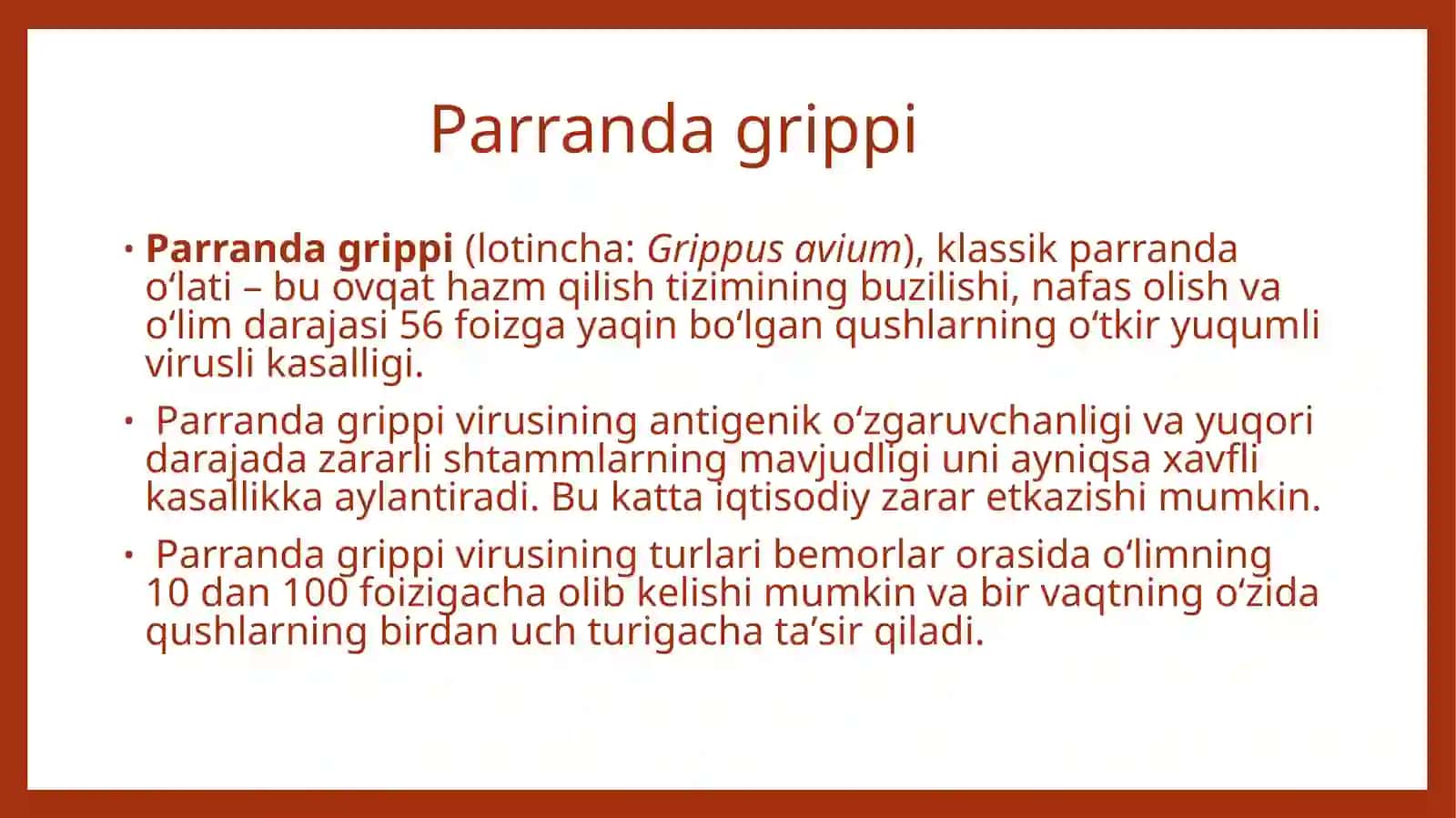 Parrandagrippi va uning hozigiki kunadgi muammolari 4