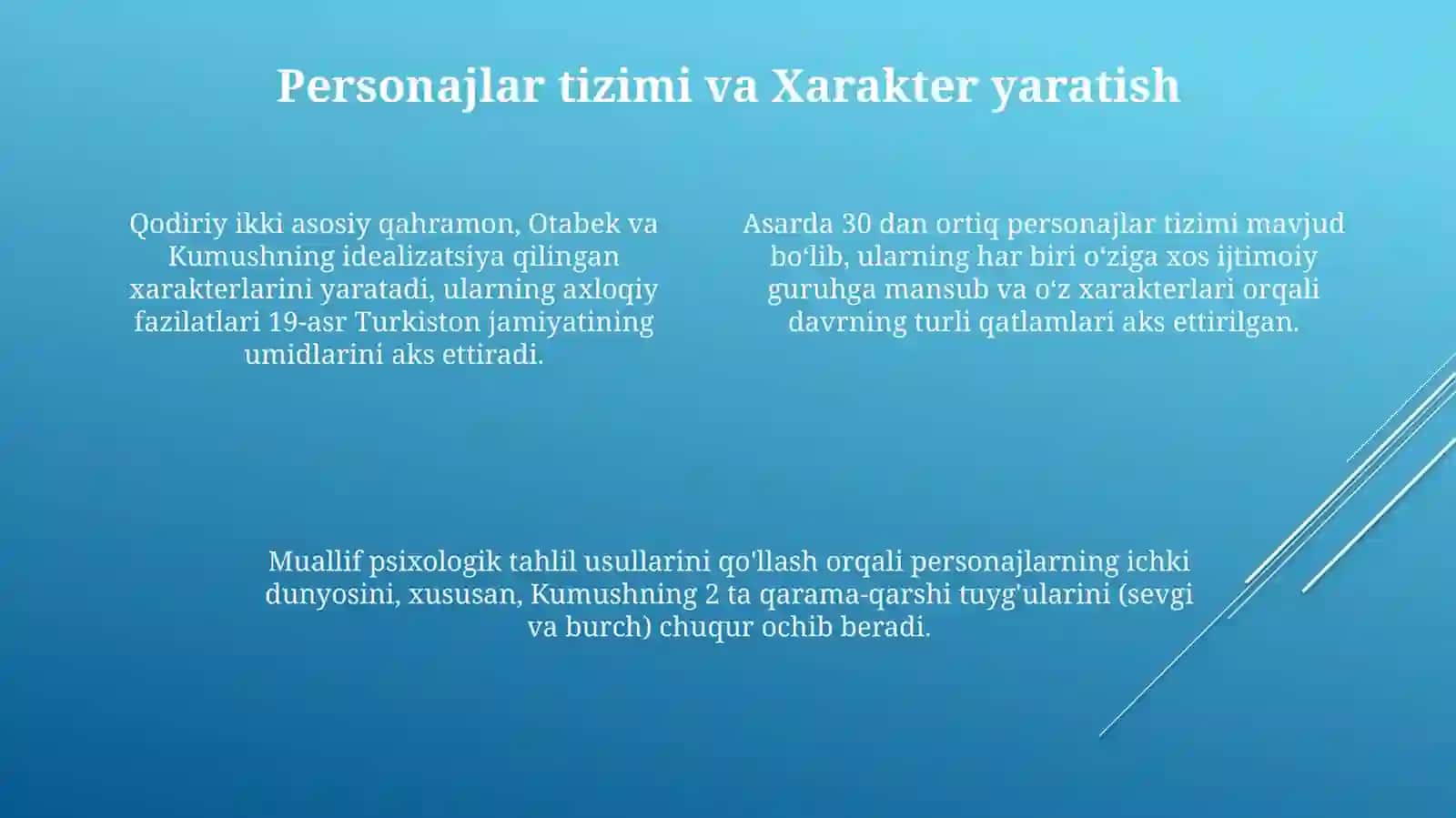 Abdulla Qodiriyning "O'tkan kunlar" romani poetikasi tahlili 4