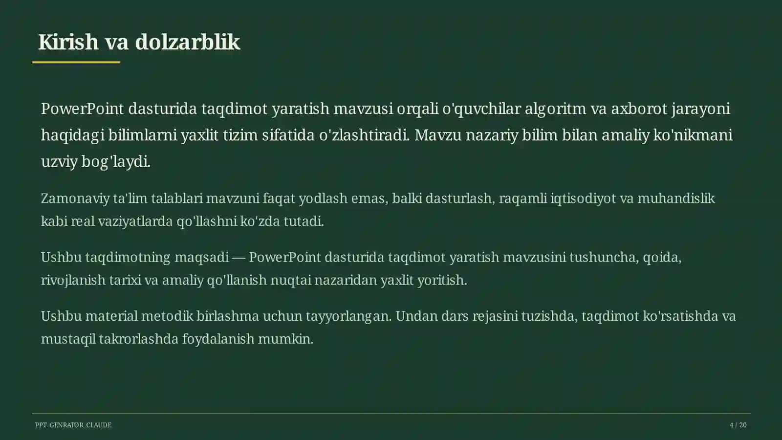 PowerPoint dasturida taqdimot yaratish (7-sinf) 4