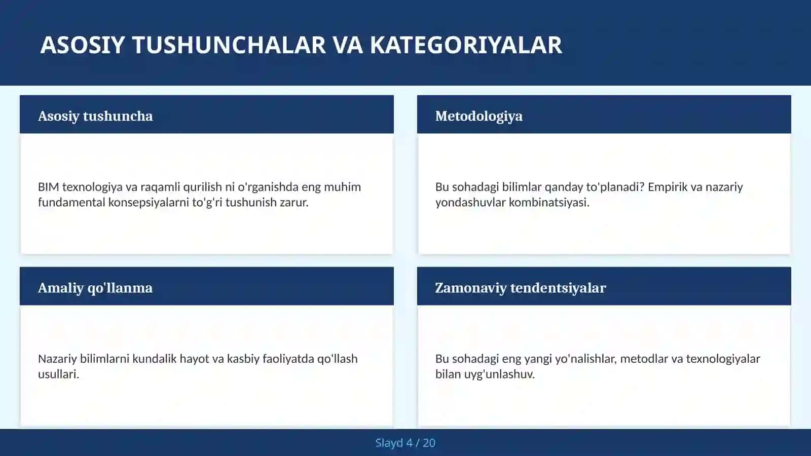 BIM TEXNOLOGIYA VA RAQAMLI QURILISH 4