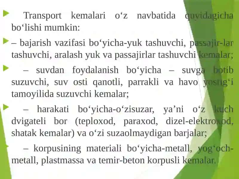 DARYO TRANSPORTLARINING TEXNIK – IQTISODIY XUSUSIYATI 4