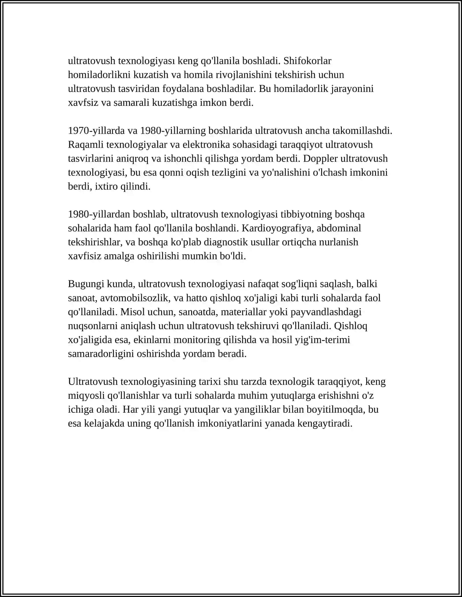 ULTRATOVUSHNI OLISH VA UNI TIBBIYOTDA QOʻLLANILISHI 4