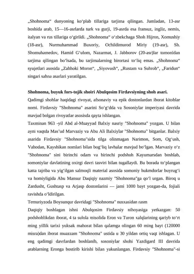 Firdavsiy,,Shohnoma’’ si qahramonlari 4
