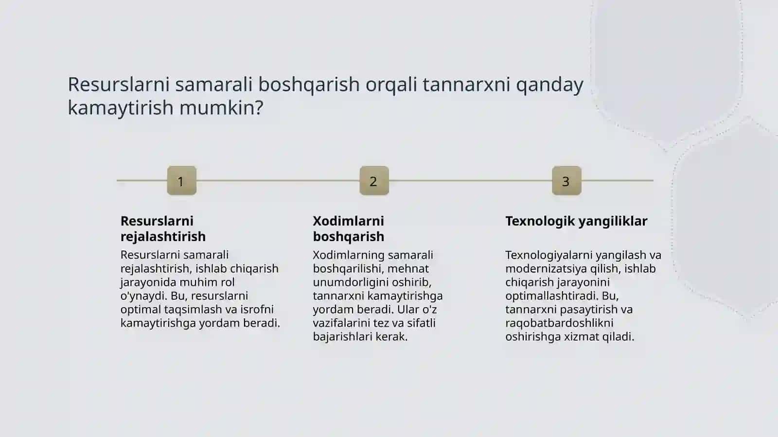Biznes va tadbirkorlik subyektlarida mahsulot tannarxining kamaytirish yo'llari 4