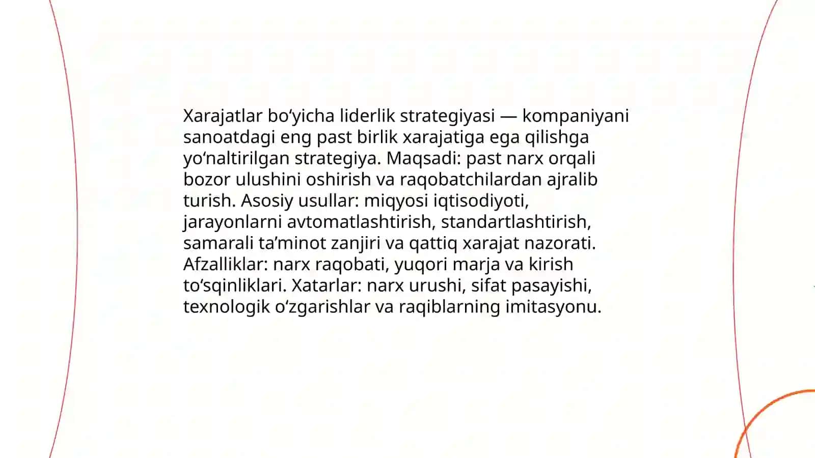 M. Porterning raqobatbardosh ustunlik konsepsiyasi 4