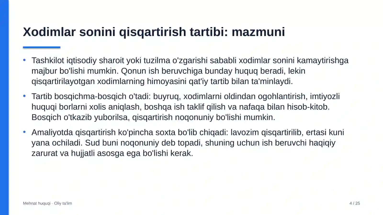 Blogerlik faoliyatida xodimlar sonini qisqartirish tartibi 4