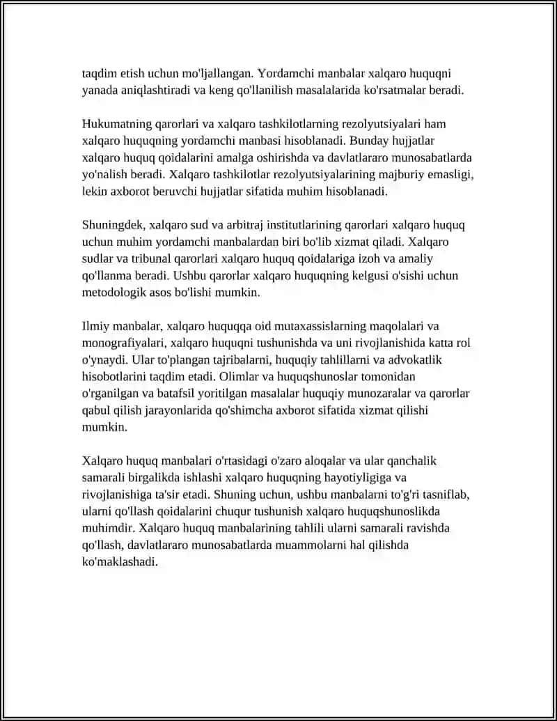 XALQARO HUQUQNING ASOSIY VA YORDAMCHI MANBALARI 4