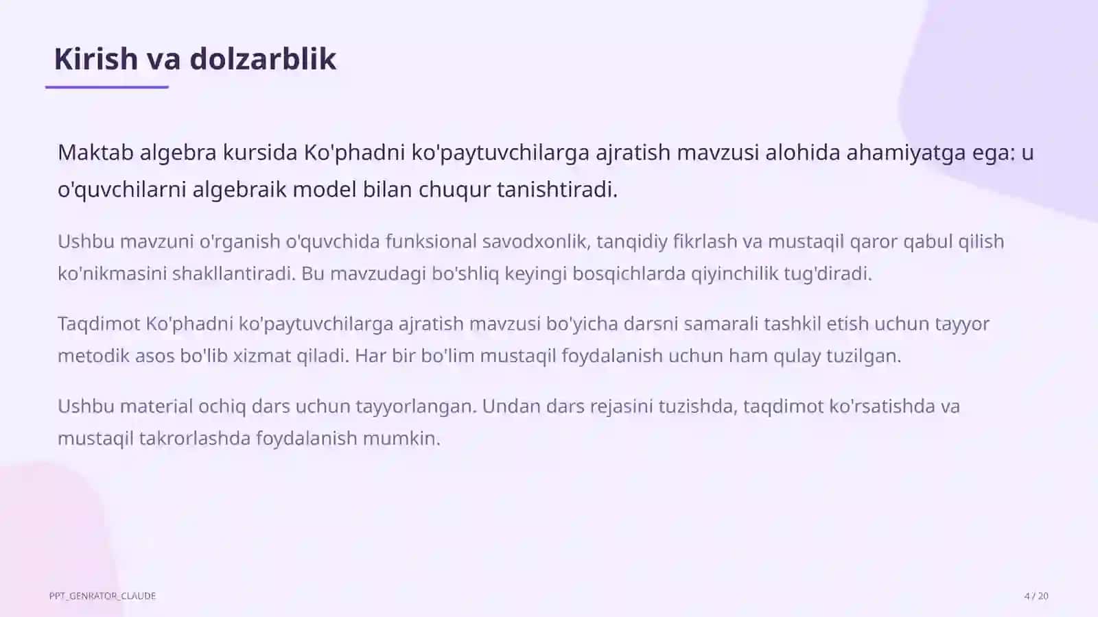 Ko'phadni ko'paytuvchilarga ajratish (7-sinf) 4