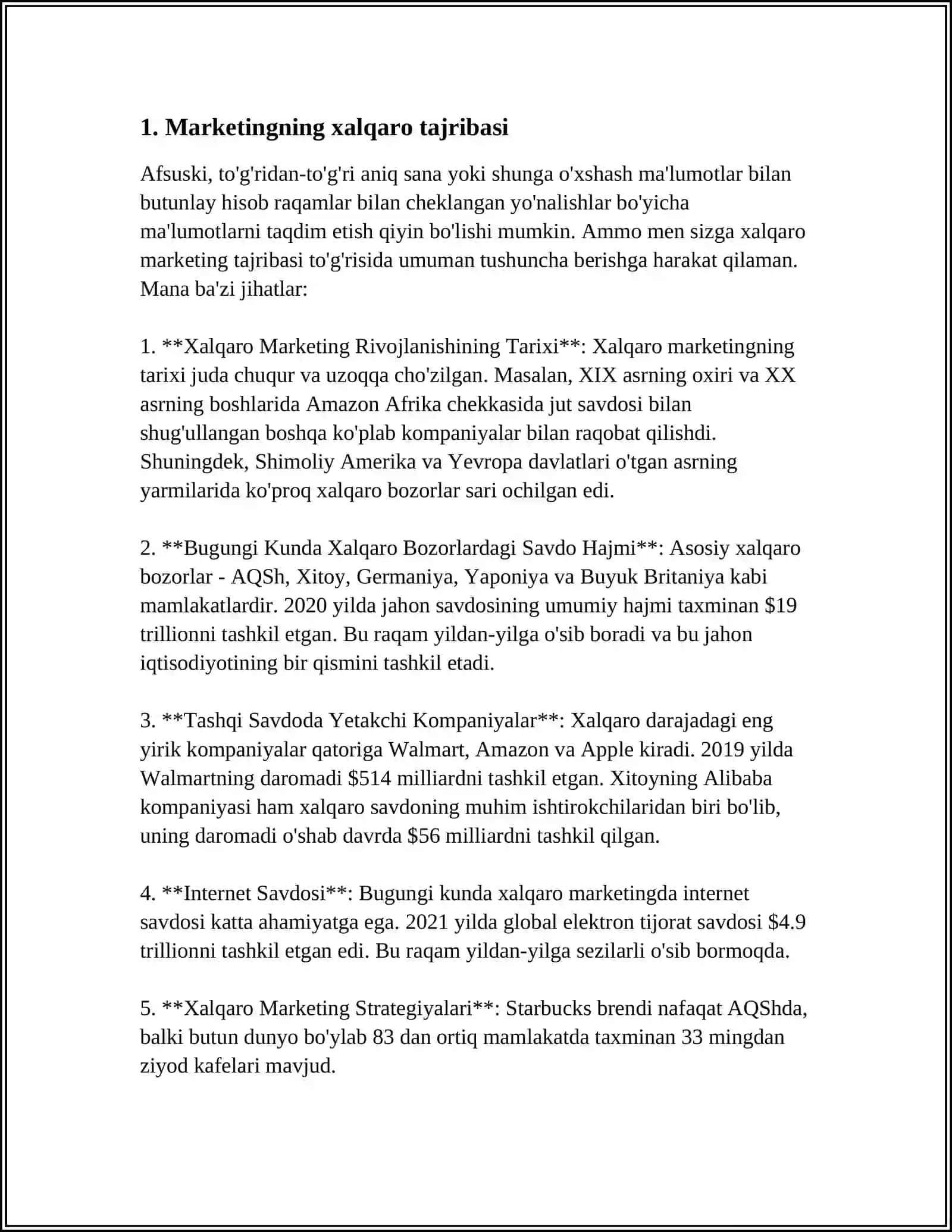 MARKETINGNING XORIJIY TAJRIBASI VA UNDAN OʻZBEKISTONDA IJODIY FOYDALANISH IMKONIYATI (TURKMANISTON MISOLIDA) 4