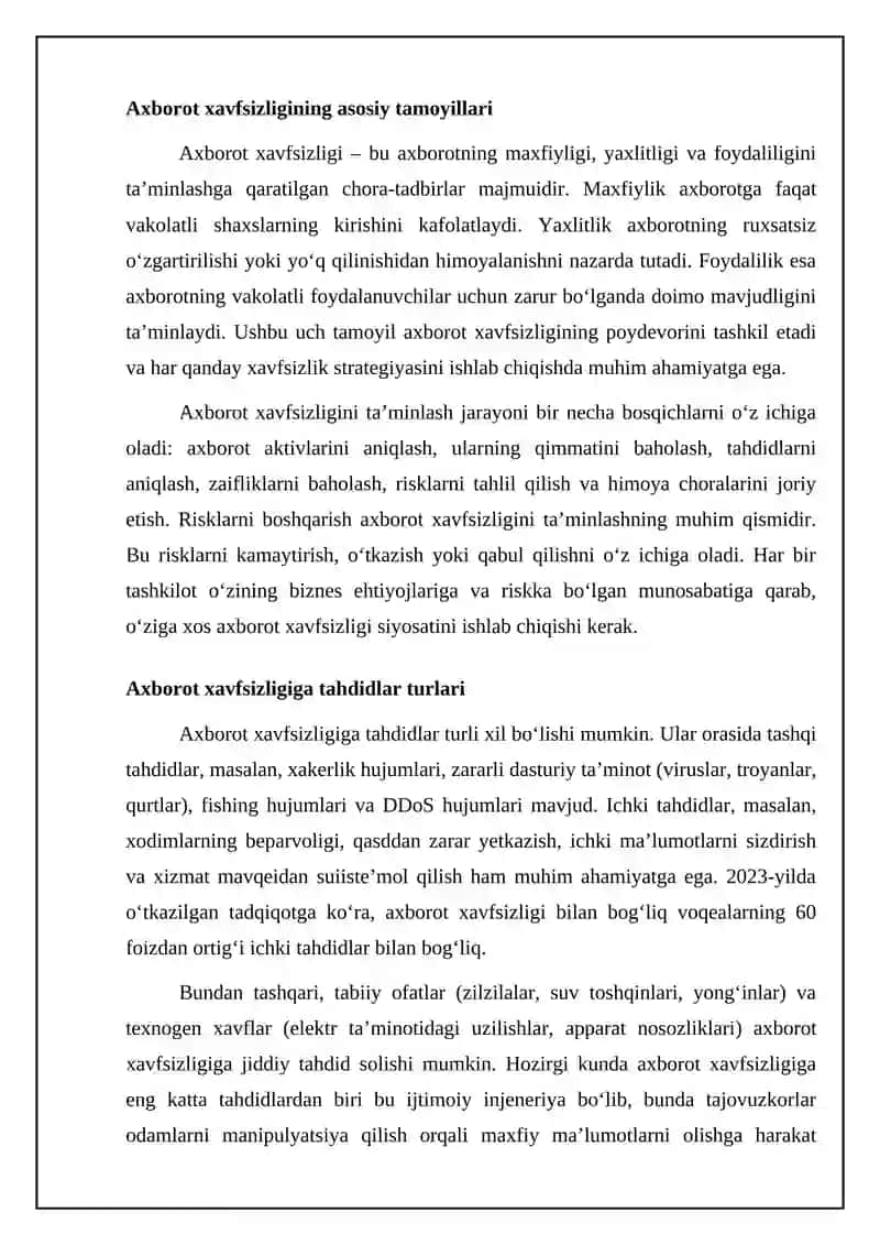 Axborotni ruxsatsiz foydalanishlardan himoyalash 4