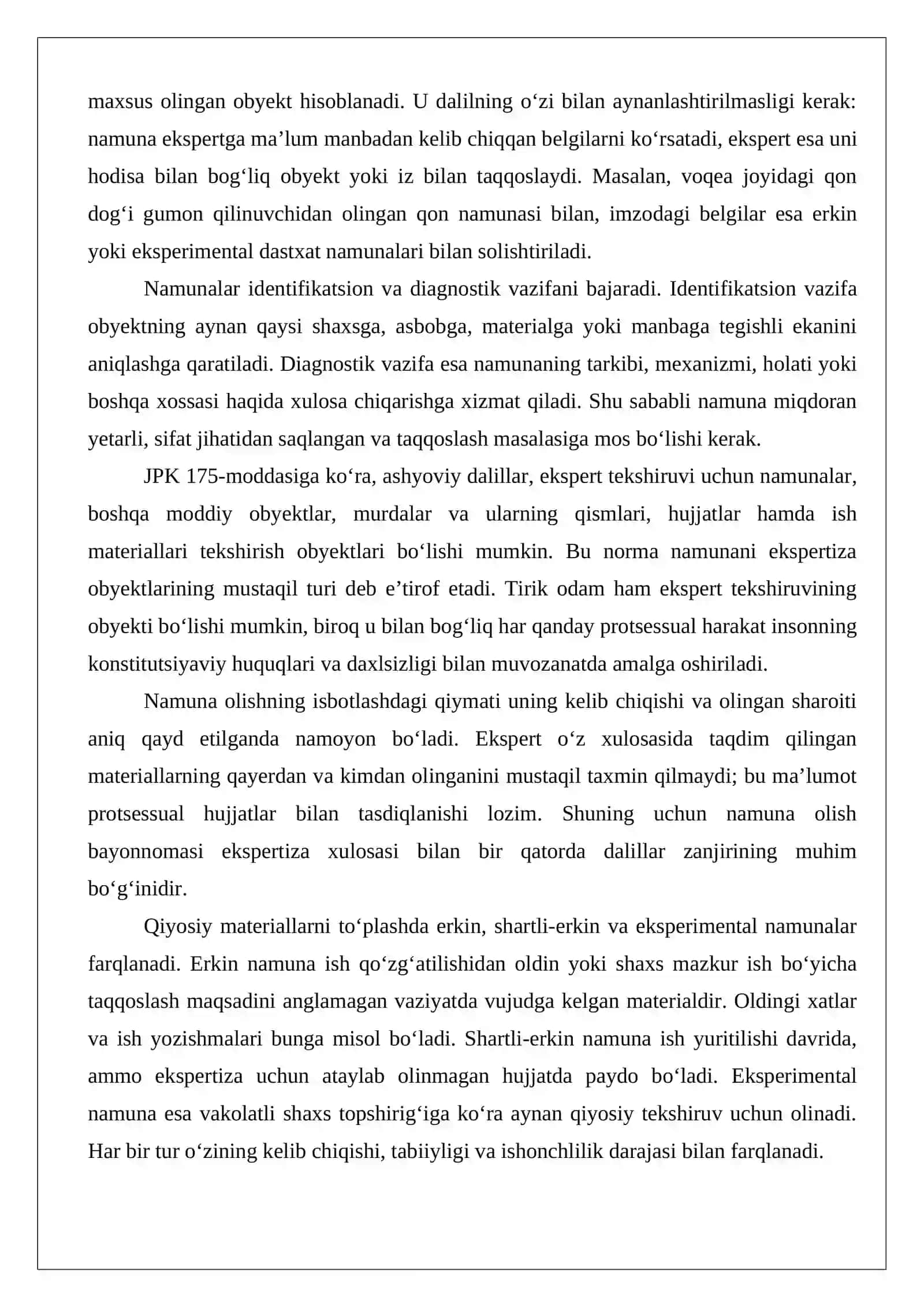 Ekspertiza tekshiruvi uchun namunalar olish 4