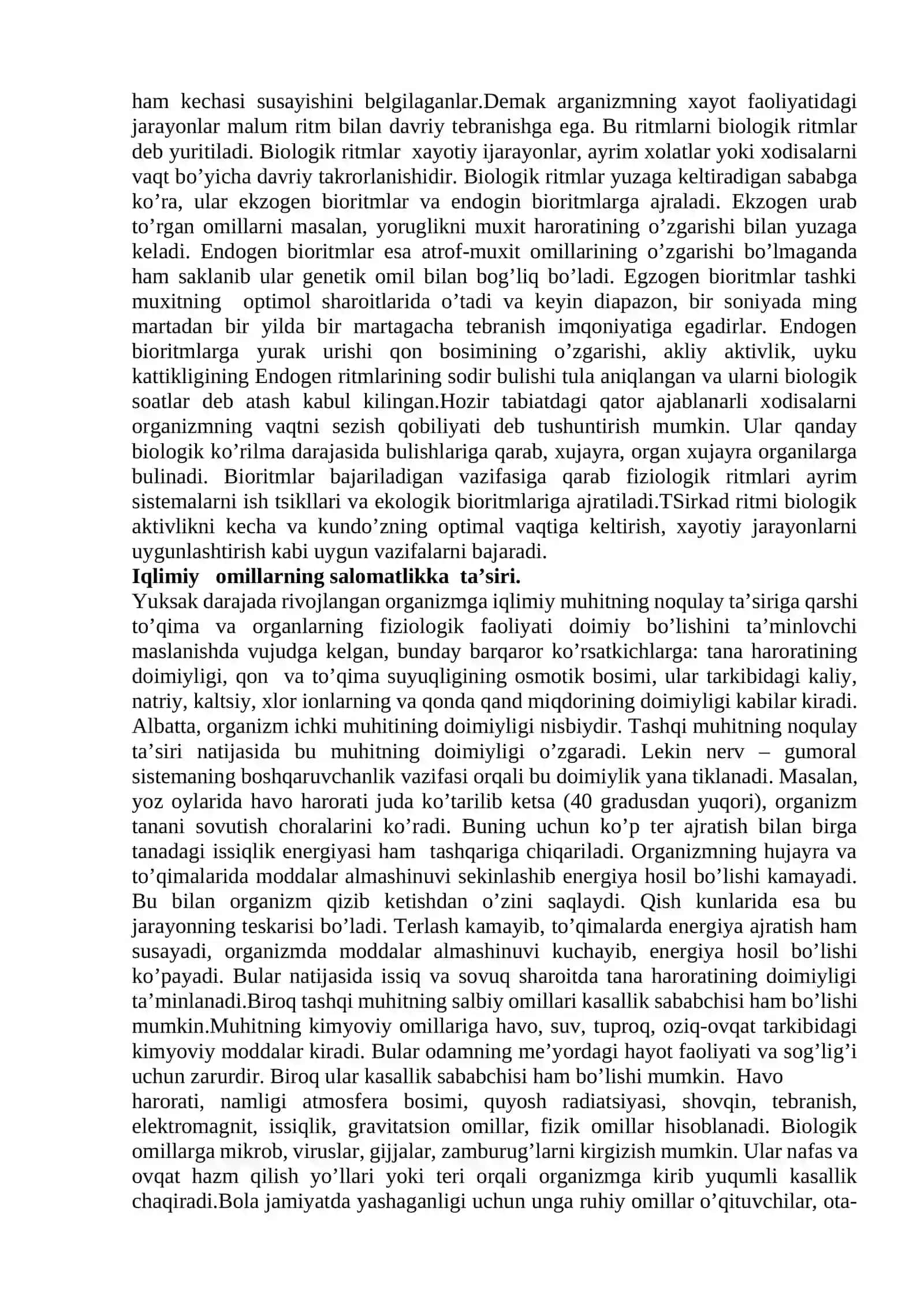 Valeologik yo’nalishlar: pedagogik, ekologik va ijtimoiy valeologiya. Salomatlikka ta'sir qiluvchi yuklamalar 4