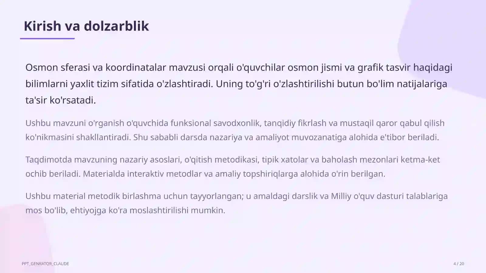 Osmon sferasi va koordinatalar (10-sinf) 4