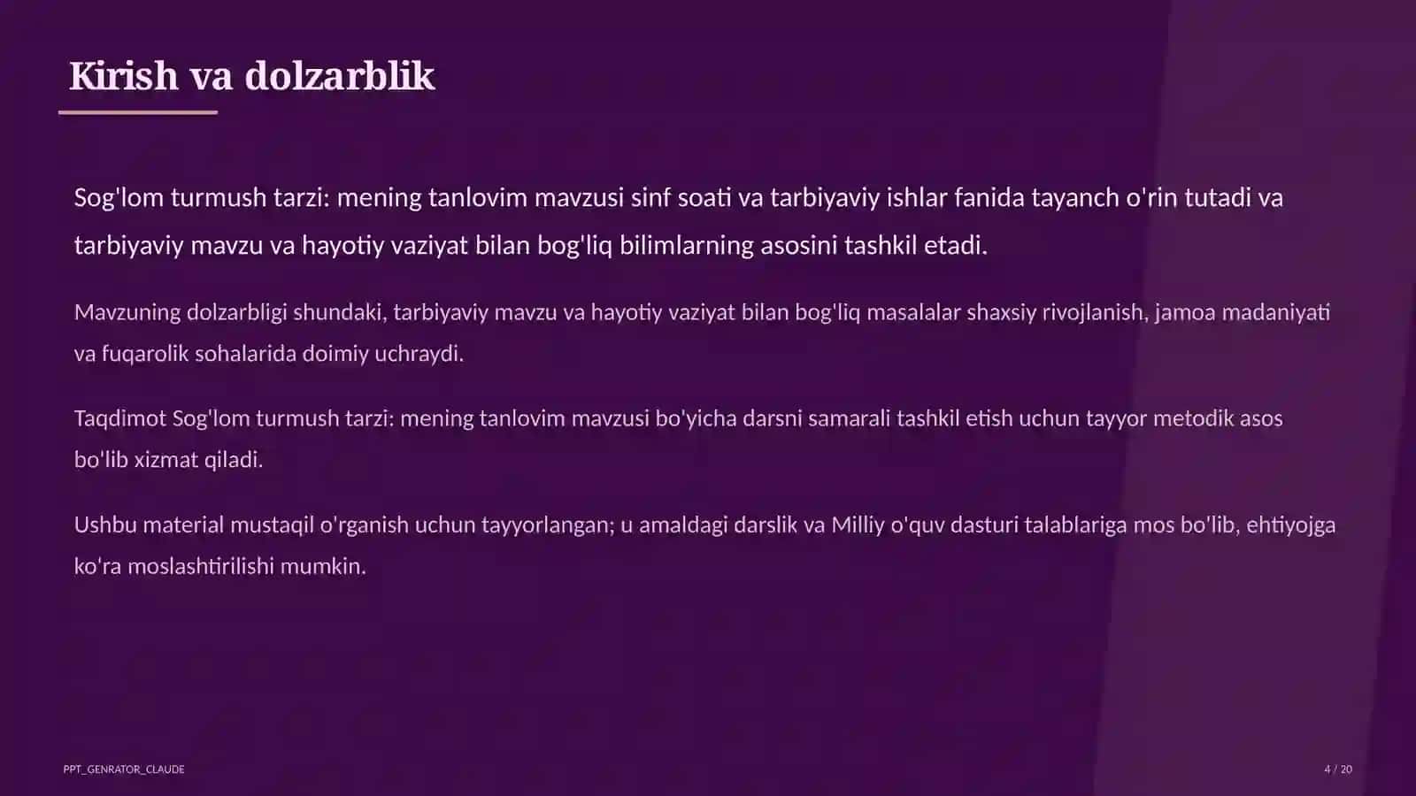 Sinf soati va tarbiyaviy tadbirlar 4