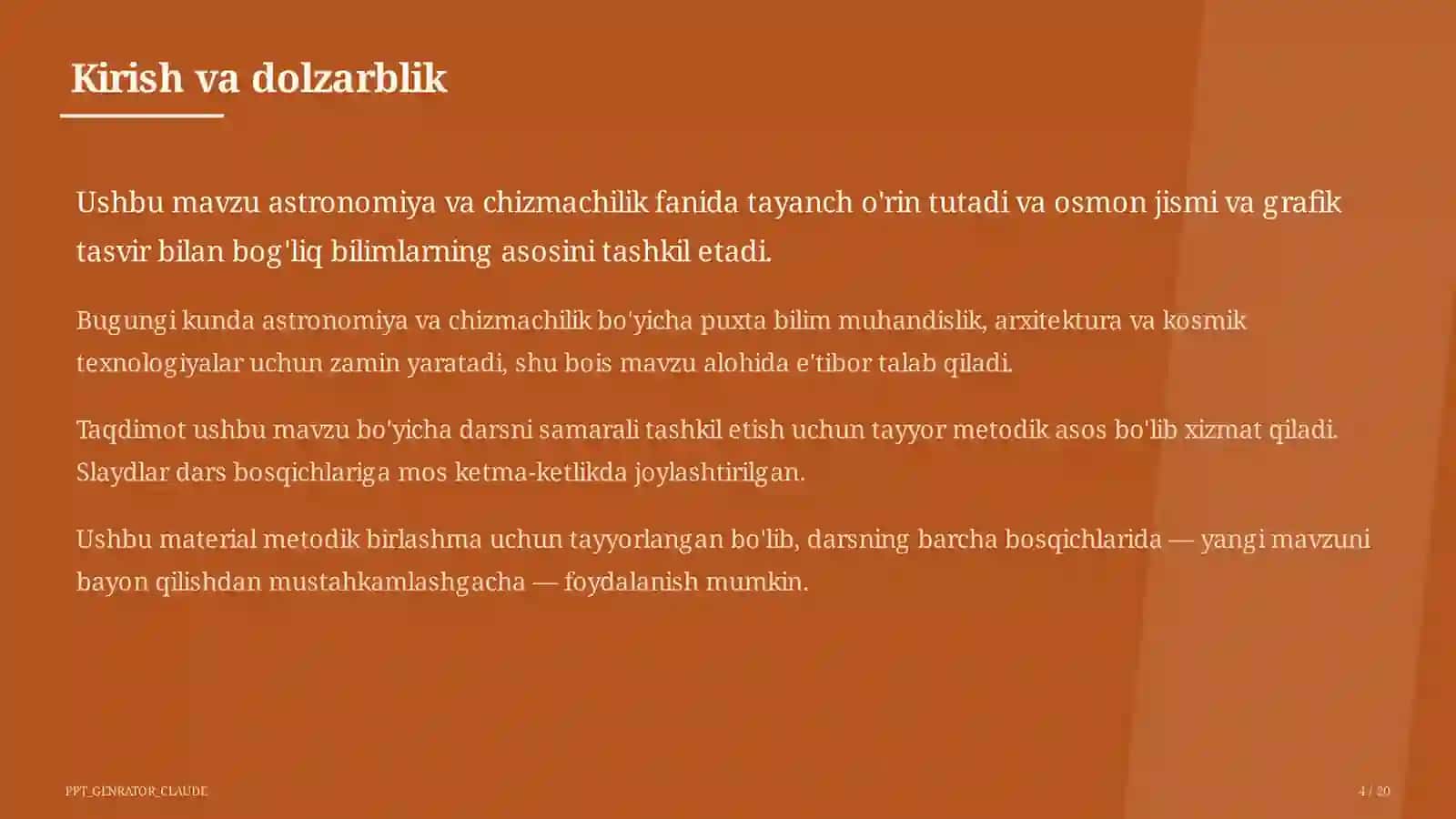 Chizmachilik asoslari: chizma asboblari va formatlar (8-sinf) 4