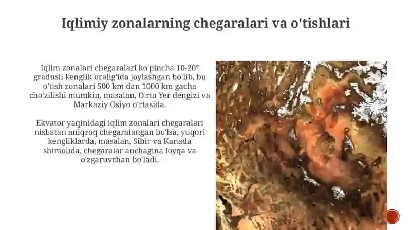 Iqlim mintaqalari va ularning farqli hususiyatlarini(xaritaga tushirish) 4