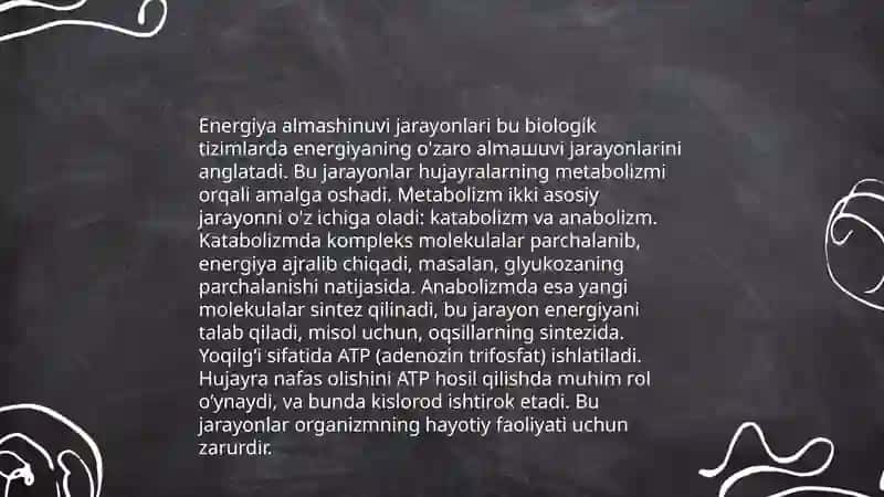 Metobolizim va energiya õrtasidagi õzaro boğliqlik 4