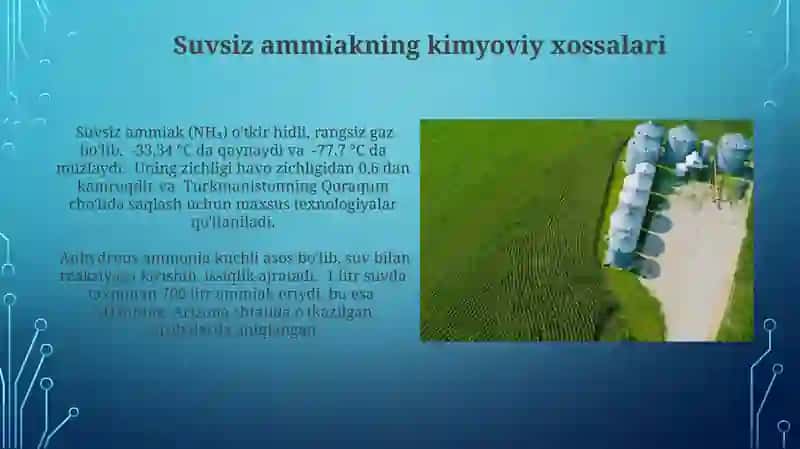 Suvsiz ammiak va undan qishloq xoʻjaligida foydalanish texnologiyasi 4