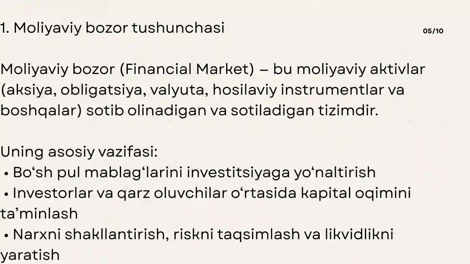 MOLIYAVIY BOZOR VA AKTIVLAR BOZORI OʻZARO BOGʻLIQLIGI 4