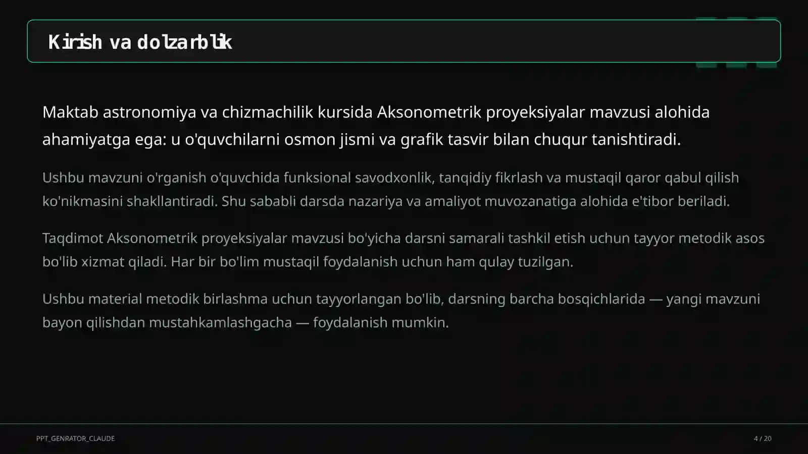 Aksonometrik proyeksiyalar (8-sinf) 4