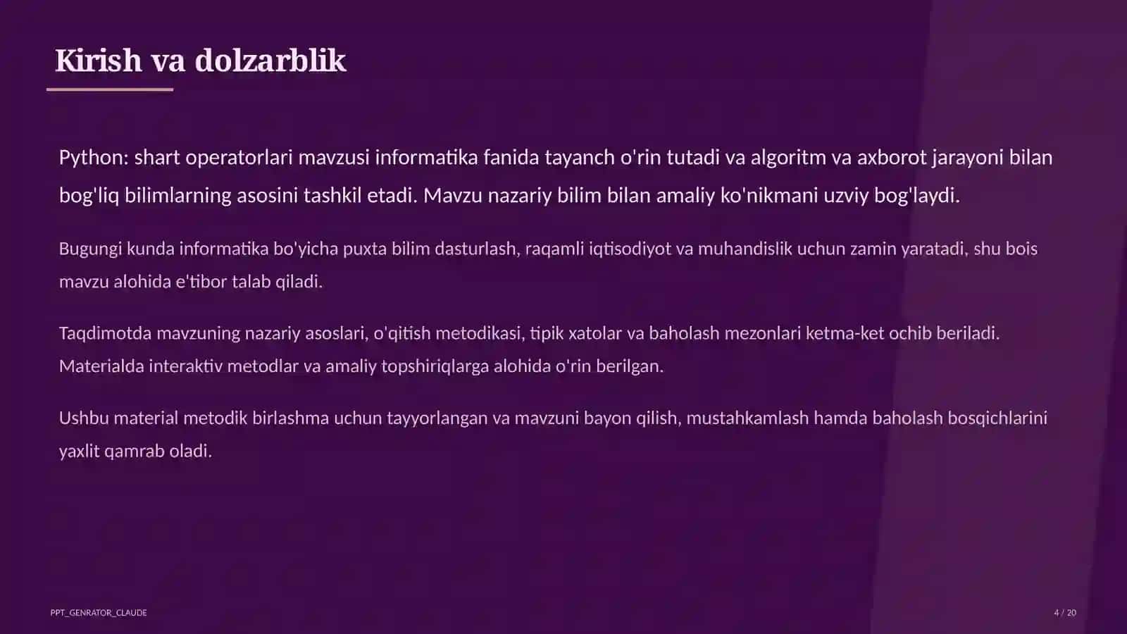 Python: shart operatorlari (8-sinf) 4