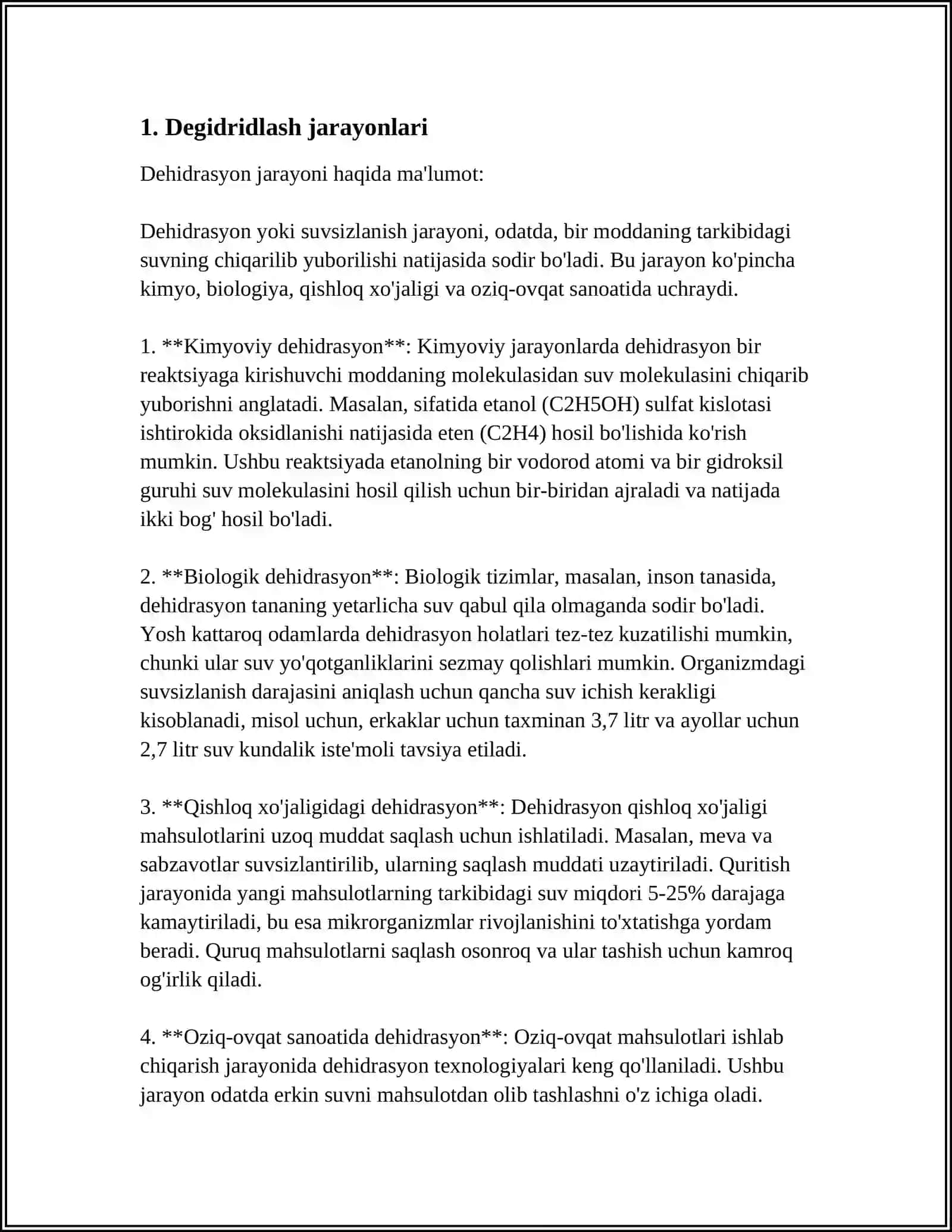 NEFT VA TABBIY GAZ XOMASHYOLARNING QAYTA ISHLASHDA DEGIDRIDLASH, GIDRIDLASH, ALKINLASH, SIKLIZATSIYA, IZOMERLASH, NITROLASH, SULFOLASH, OKSIDLASH JARAYONI 4