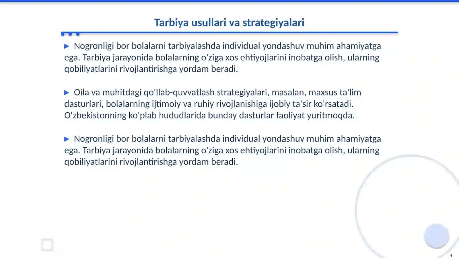 Oilada nogronligi bor bolalarga munosabat va tarbiya psixalagik munosabat 4