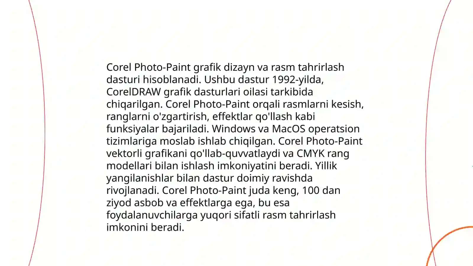 CorelDraw Graphics Suite amaliy dasturlar paketi tarkibi 4