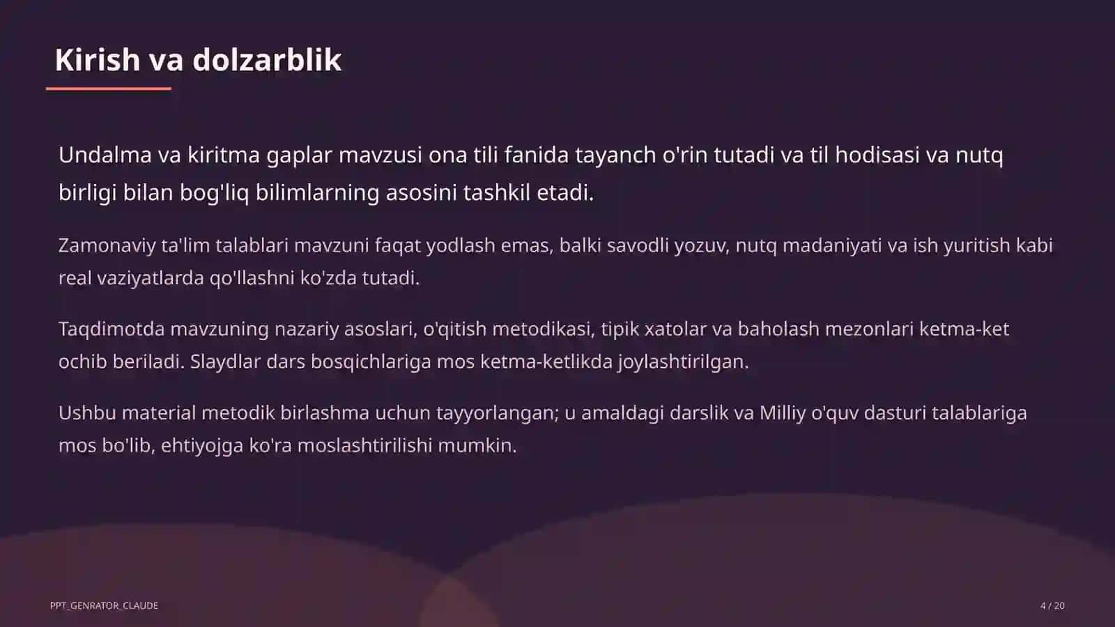 Undalma va kiritma gaplar (8-sinf) 4