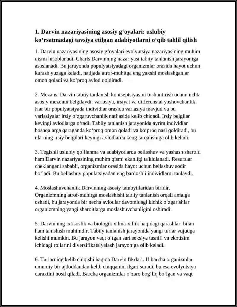 EVOLYUTSIYA NAZARIYASI USLUBIY KOʻRSATMADA KELTIRILGAN 4